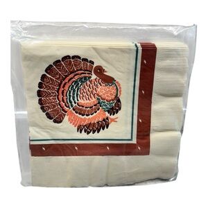 Vtg American greetings Thanksgiving Dinner NAPKINS 16 ct 3-Ply 16"x16" Turkey